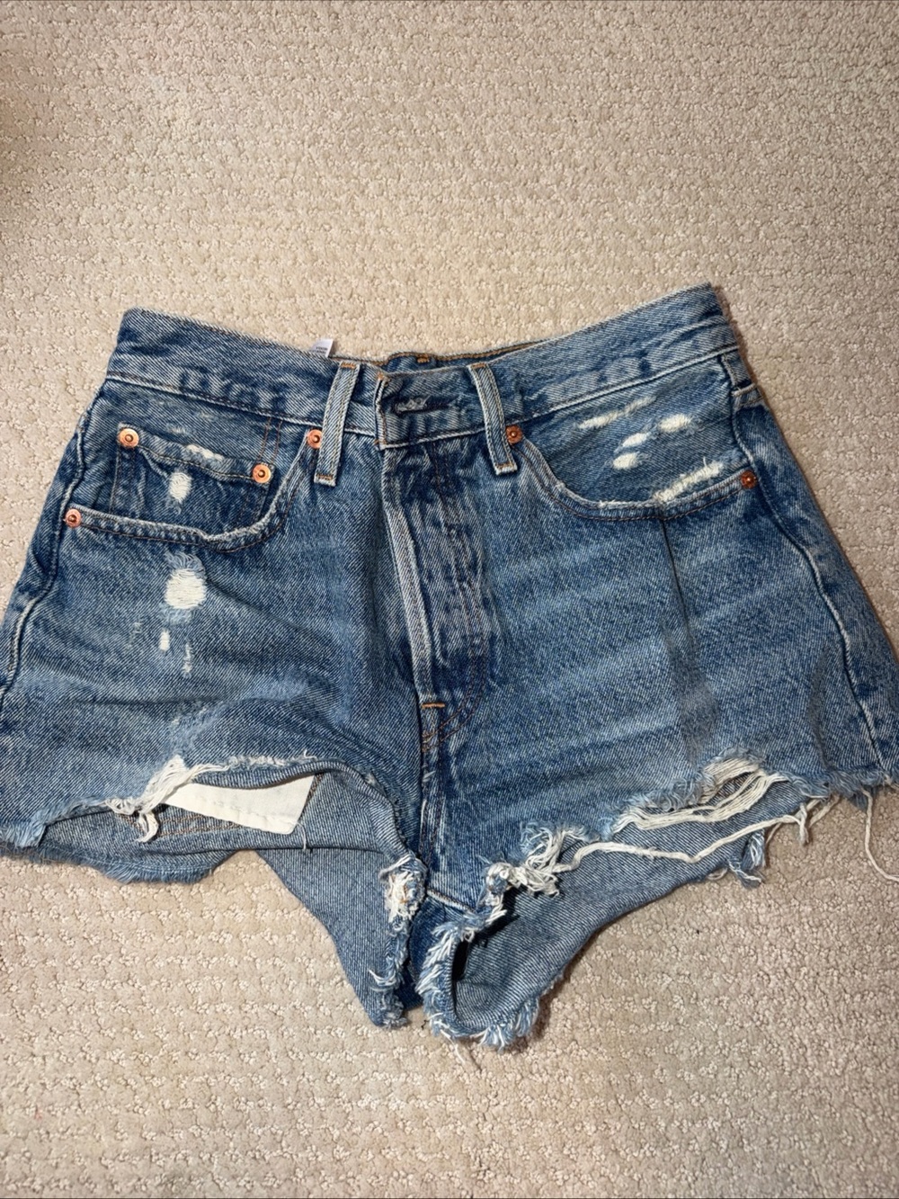 Levi's Distressed Cutoff Denim Shorts - Blue